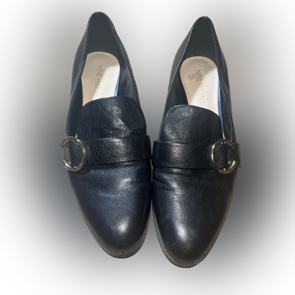 NINE WEST Leather woman’s Gold HUFF Loafer Flats - Picture 3 of 8